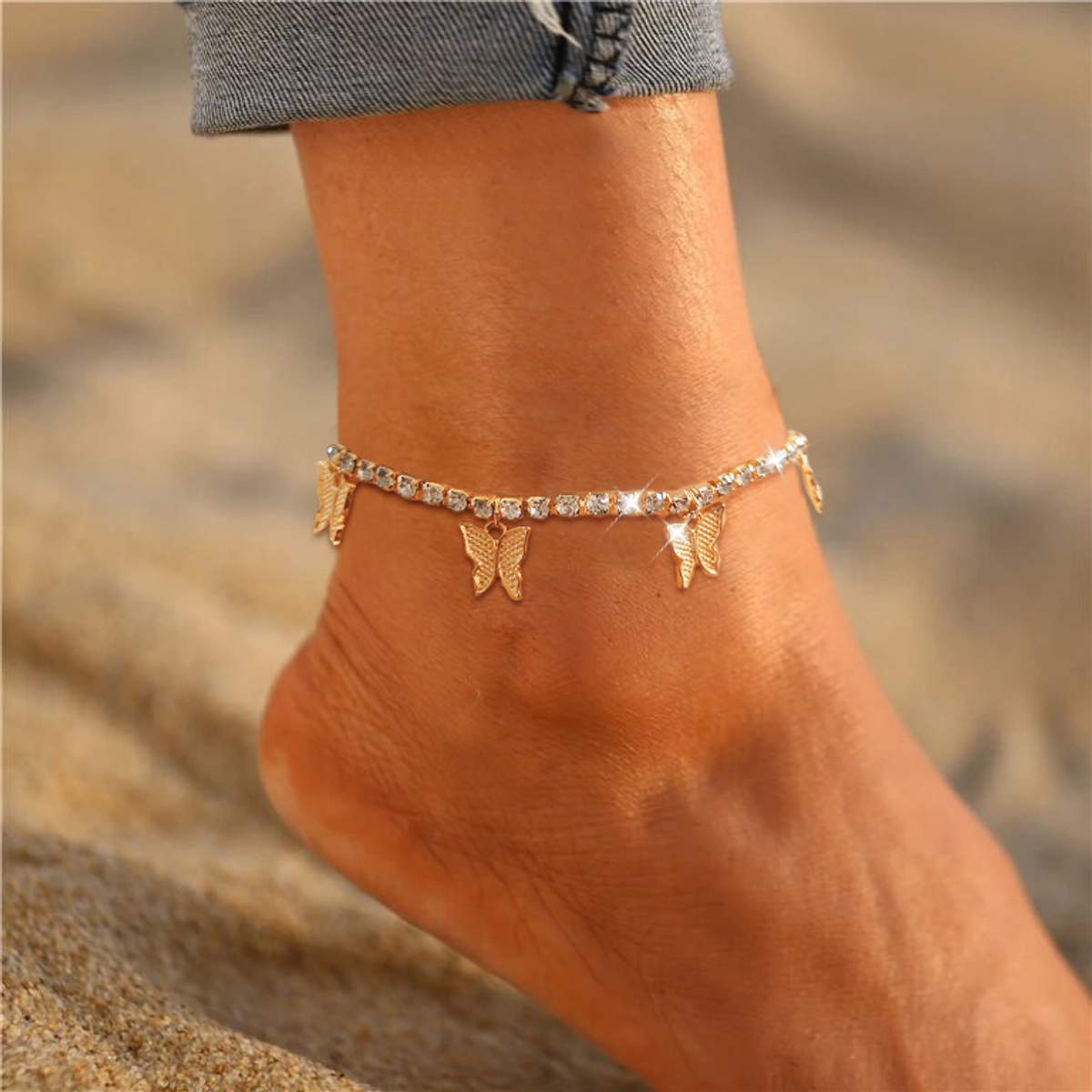 【🔥Buy 1 Get 1 Free🔥】Breeze Kiss Adjustable Crystal Butterfly Anklet